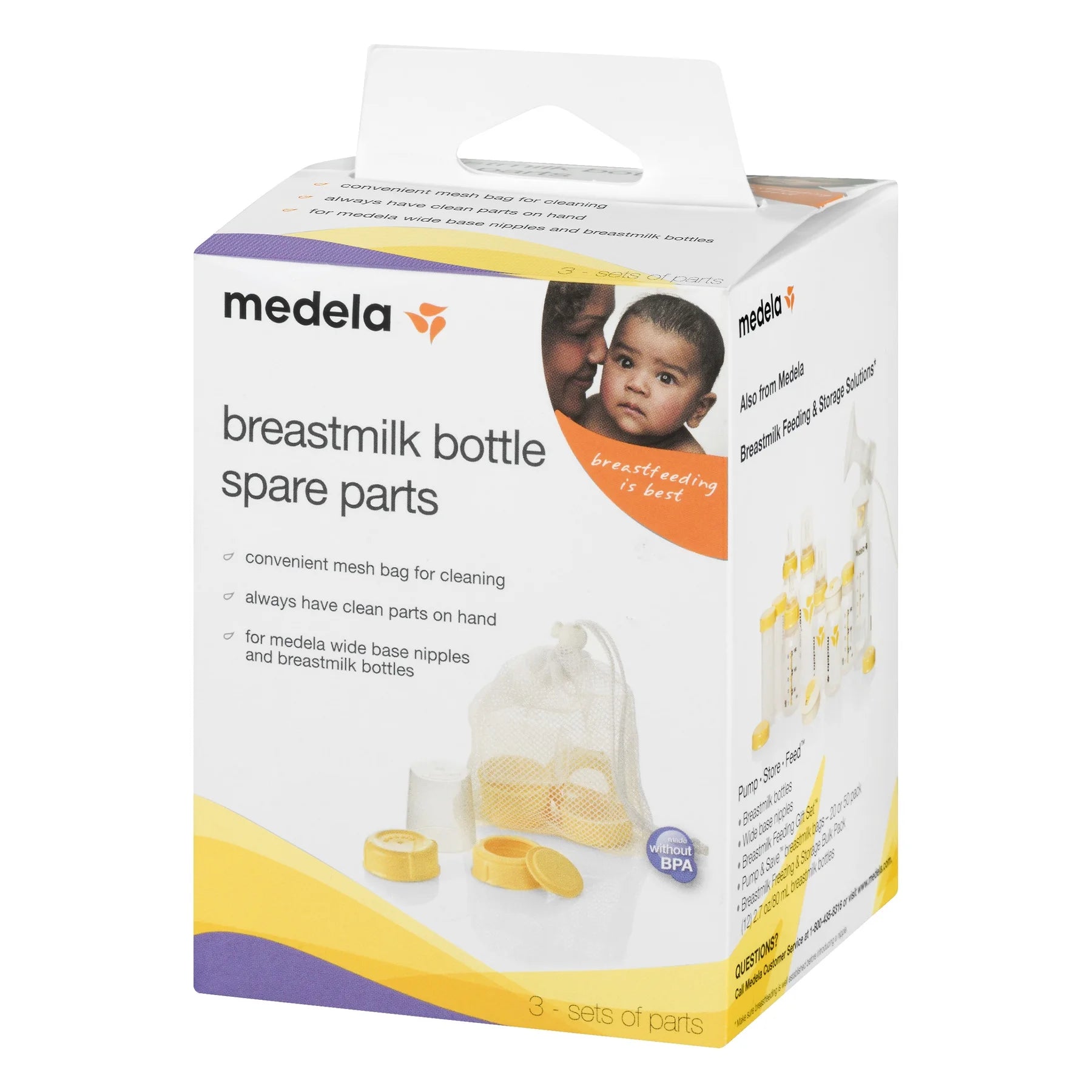 Breast Milk Bottle Spare Parts Kit, Clear and Yellow, 87165, 13 Piece Set