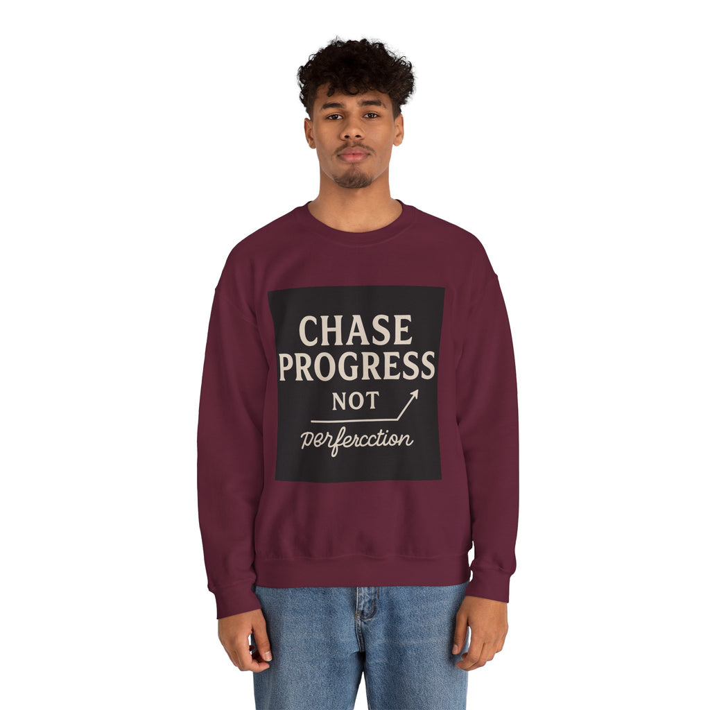 Crewneck Sweatshirt - Chase Progress Not Perfercction Motivational Design