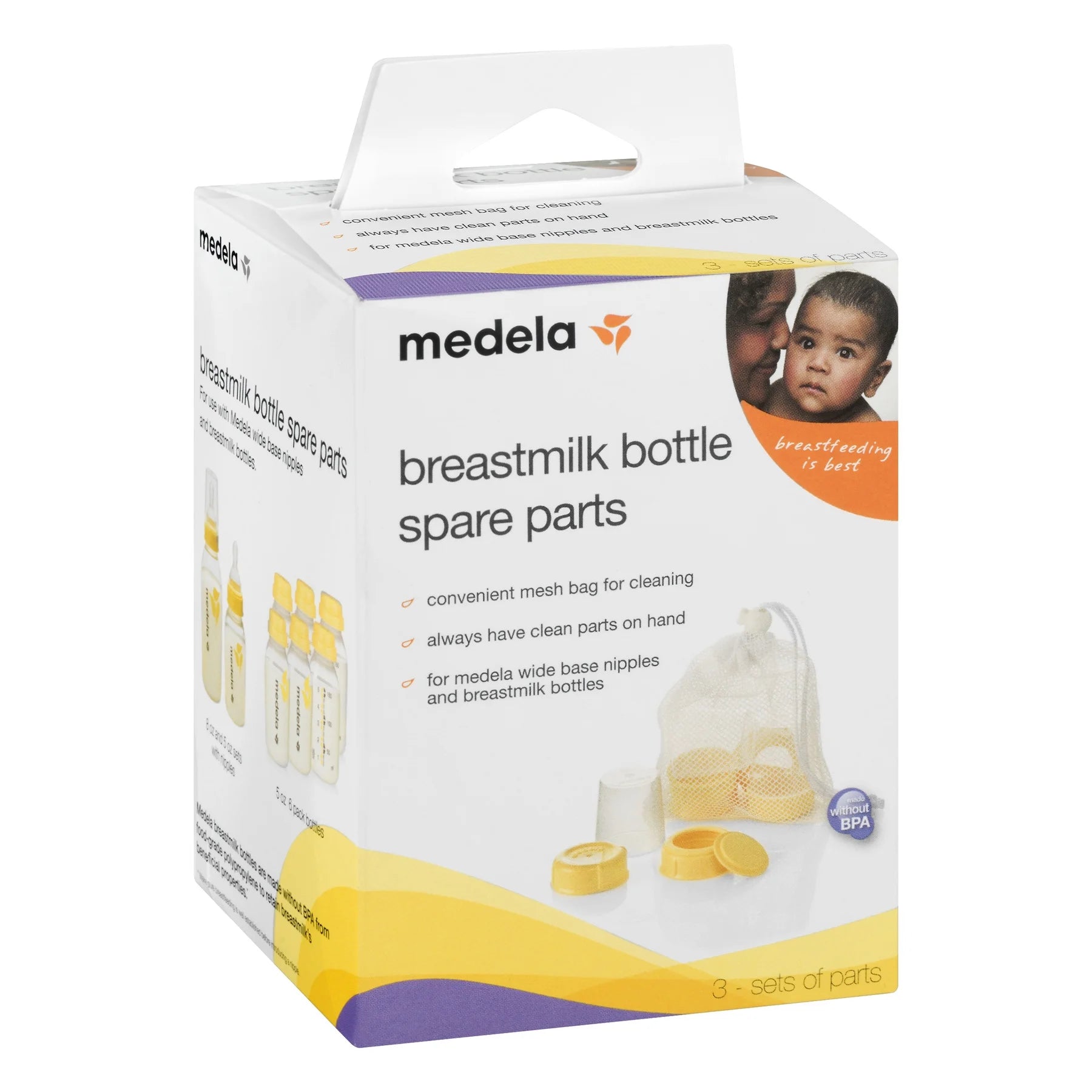 Breast Milk Bottle Spare Parts Kit, Clear and Yellow, 87165, 13 Piece Set