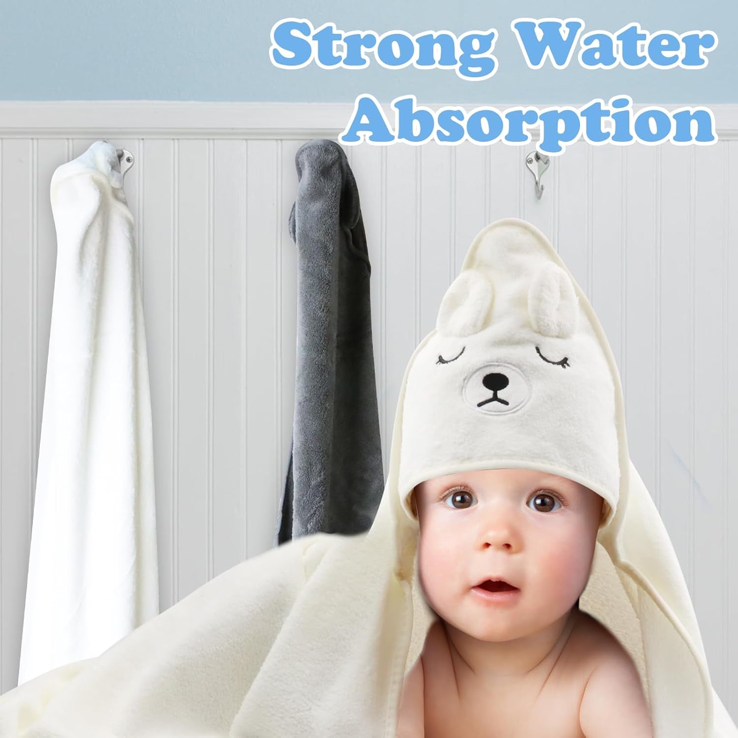 2 PCS Baby Hooded Towels – Ultra Soft & Absorbent Newborn Bath Towels with Storage Bag