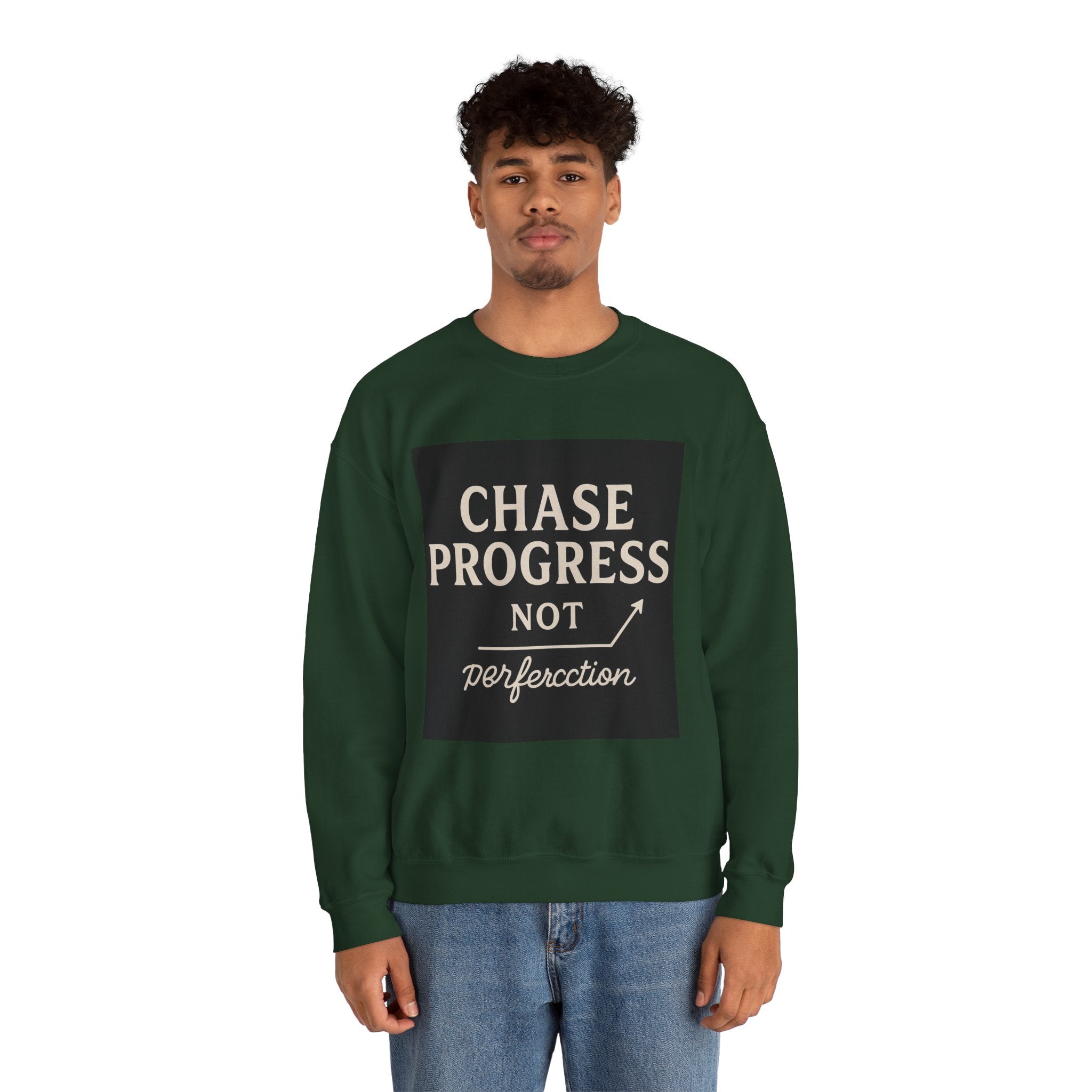 Crewneck Sweatshirt - Chase Progress Not Perfercction Motivational Design