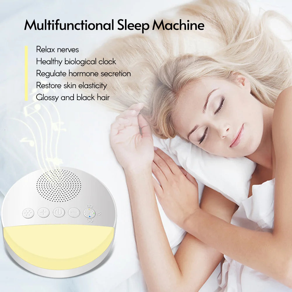 Baby Sleep Aid White Noise Machine - Sound Player with Timer, Night Light & Rechargeable Battery