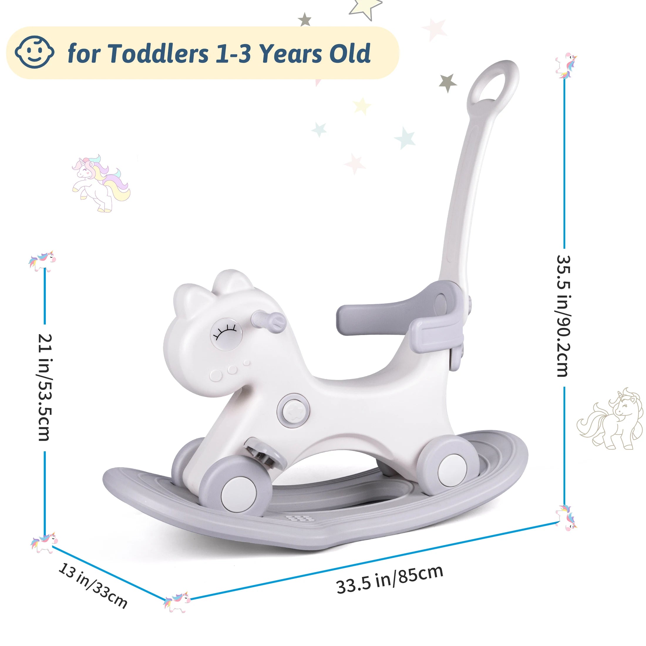 Toddler Rocking Horse – 4-in-1 Ride-On Toy with Safety Handle for Ages 1–3