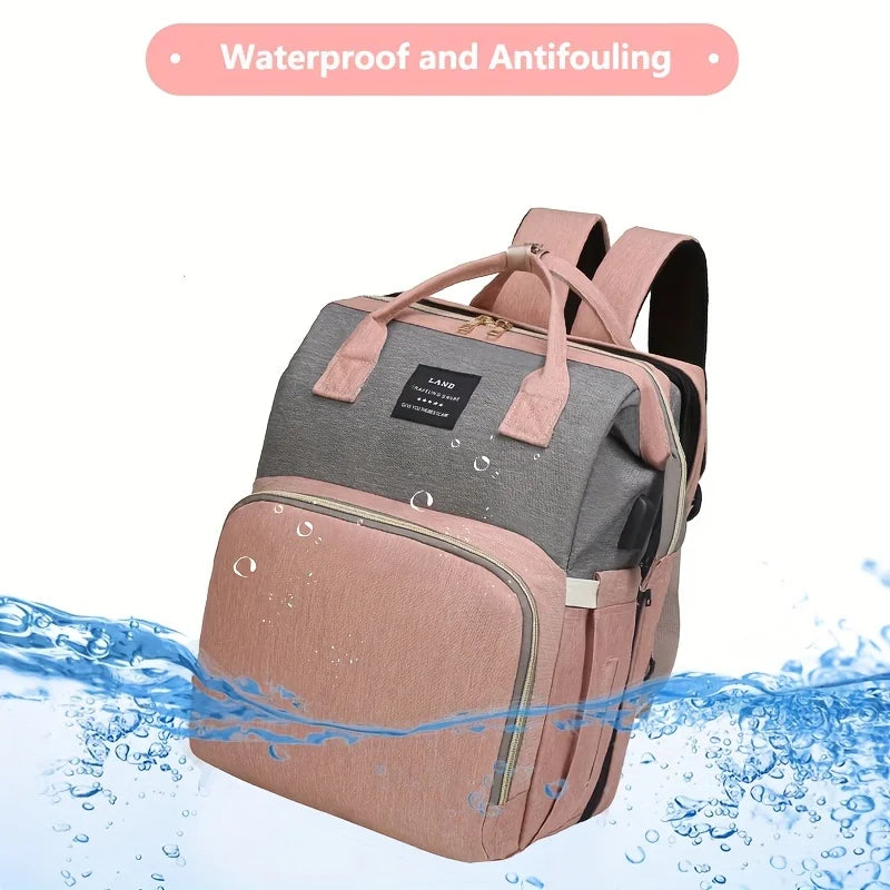 Mommy Bag & Portable Folding Travel Crib – Large Capacity Maternity Backpack for Baby & Mom