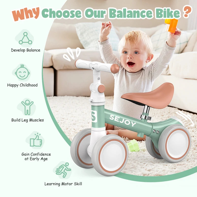 Sejoy Baby Balance Bike – 4-Wheel Toddler Bicycle for 10–36 Months