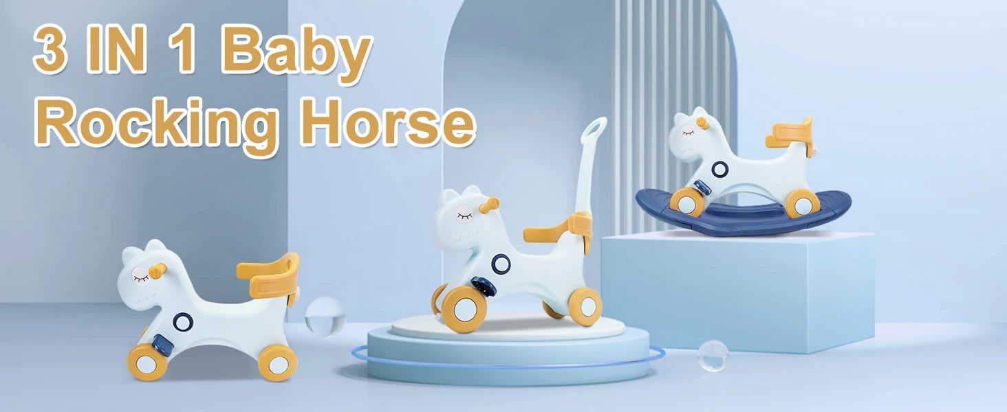 Toddler Rocking Horse – 4-in-1 Ride-On Toy with Safety Handle for Ages 1–3