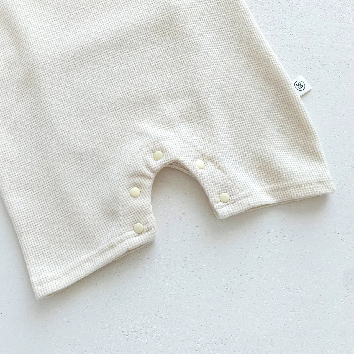 Waffle Cotton Baby Romper with Bear Patch & Hat