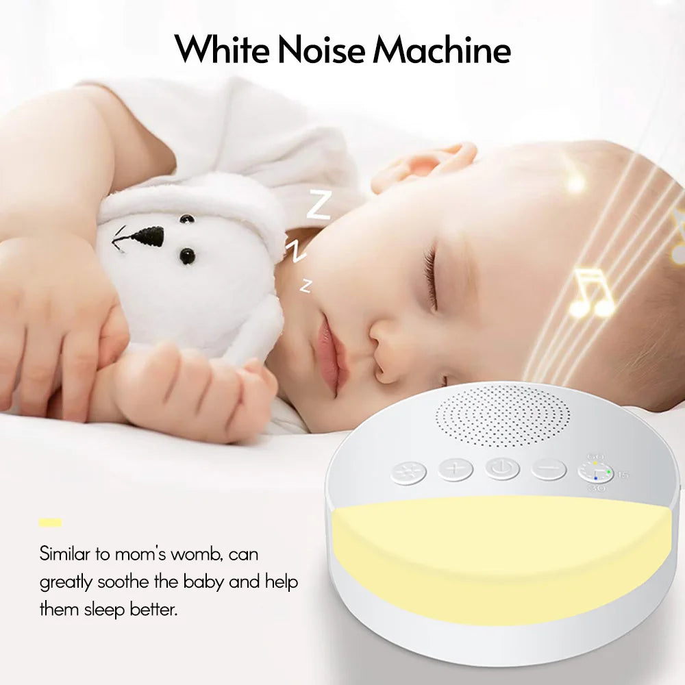 Baby Sleep Aid White Noise Machine - Sound Player with Timer, Night Light & Rechargeable Battery