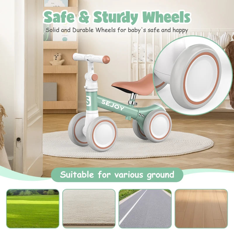 Sejoy Baby Balance Bike – 4-Wheel Toddler Bicycle for 10–36 Months