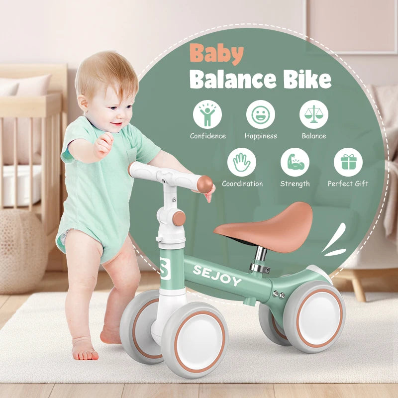 Sejoy Baby Balance Bike – 4-Wheel Toddler Bicycle for 10–36 Months