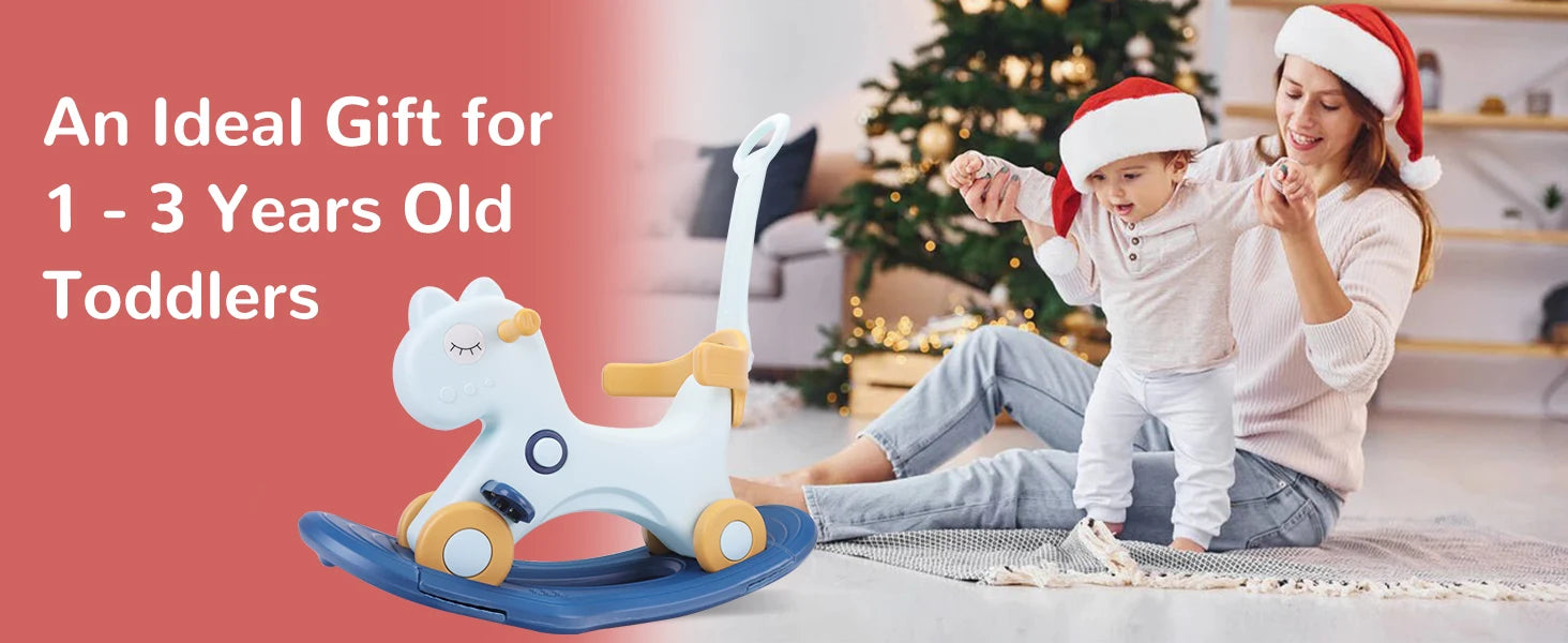 Toddler Rocking Horse – 4-in-1 Ride-On Toy with Safety Handle for Ages 1–3