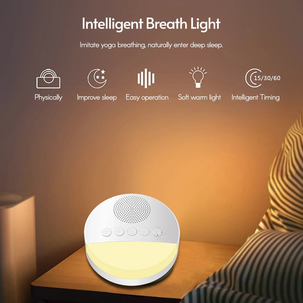 Baby Sleep Aid White Noise Machine - Sound Player with Timer, Night Light & Rechargeable Battery