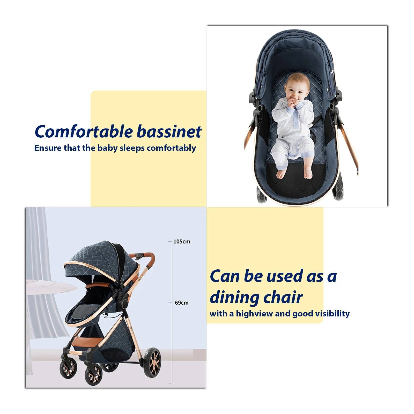 MoLi 3-in-1 Baby Stroller Travel System – Lightweight Car Seat & Bassinet Combo for Infants