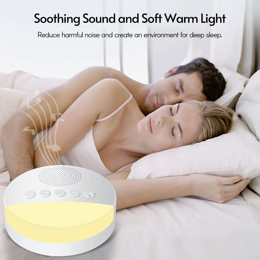 Baby Sleep Aid White Noise Machine - Sound Player with Timer, Night Light & Rechargeable Battery