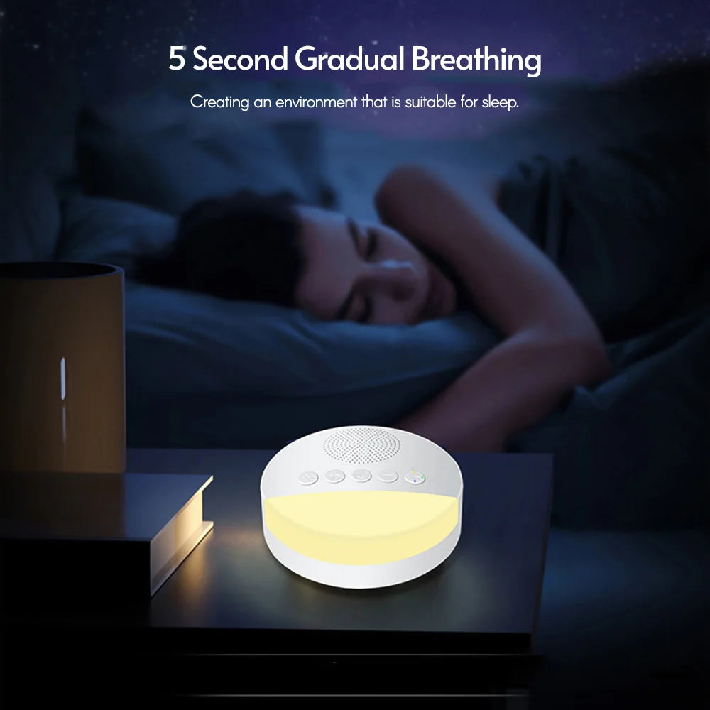 Baby Sleep Aid White Noise Machine - Sound Player with Timer, Night Light & Rechargeable Battery