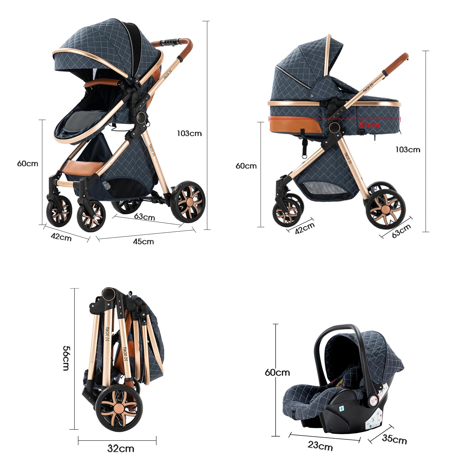 MoLi 3-in-1 Baby Stroller Travel System – Lightweight Car Seat & Bassinet Combo for Infants