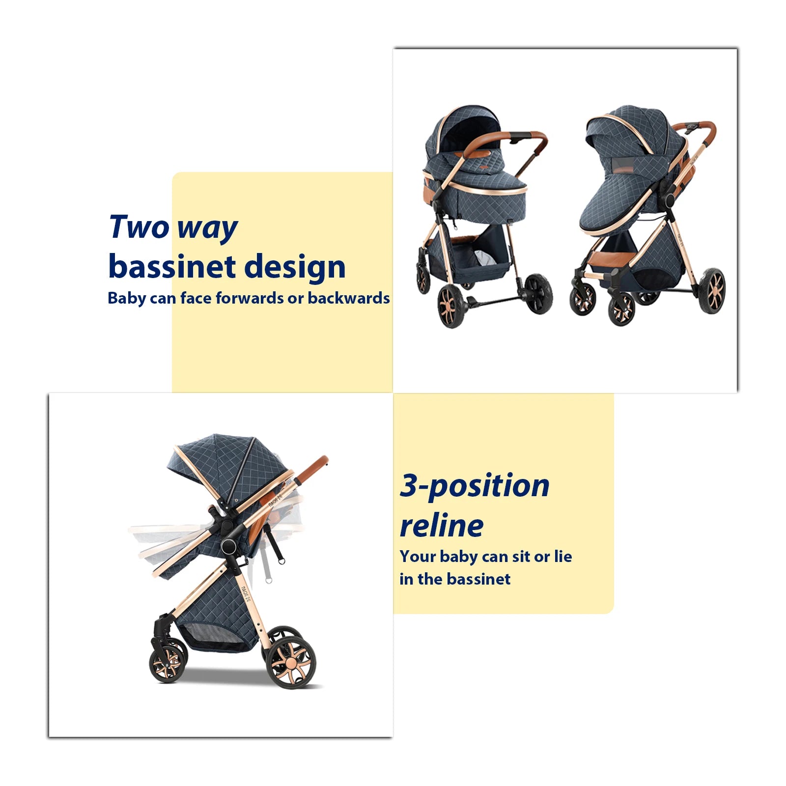 MoLi 3-in-1 Baby Stroller Travel System – Lightweight Car Seat & Bassinet Combo for Infants
