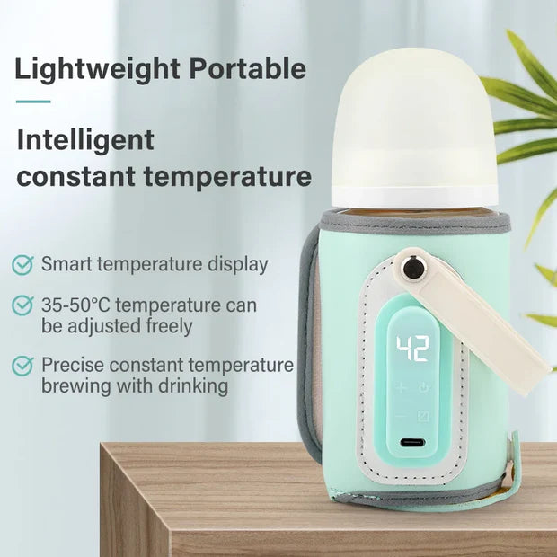 Mamijoy Portable Baby Bottle Warmer – USB Travel Bottle Heat Keeper with LED Display