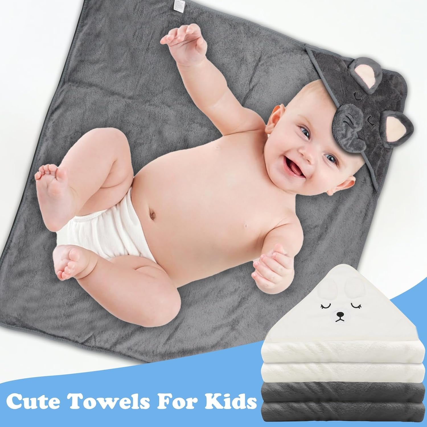 2 PCS Baby Hooded Towels – Ultra Soft & Absorbent Newborn Bath Towels with Storage Bag