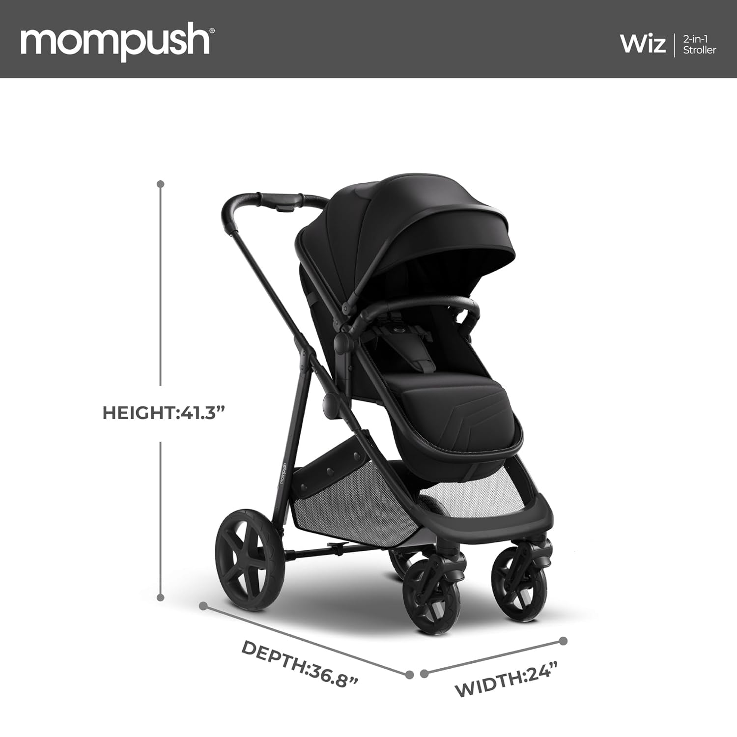 Wiz 2 in 1 Baby Stroller with Bassinet Mode, Convertible Infant Stroller for Newborn and Toddler with Reversible Seat and Large UPF 50+ Canopy