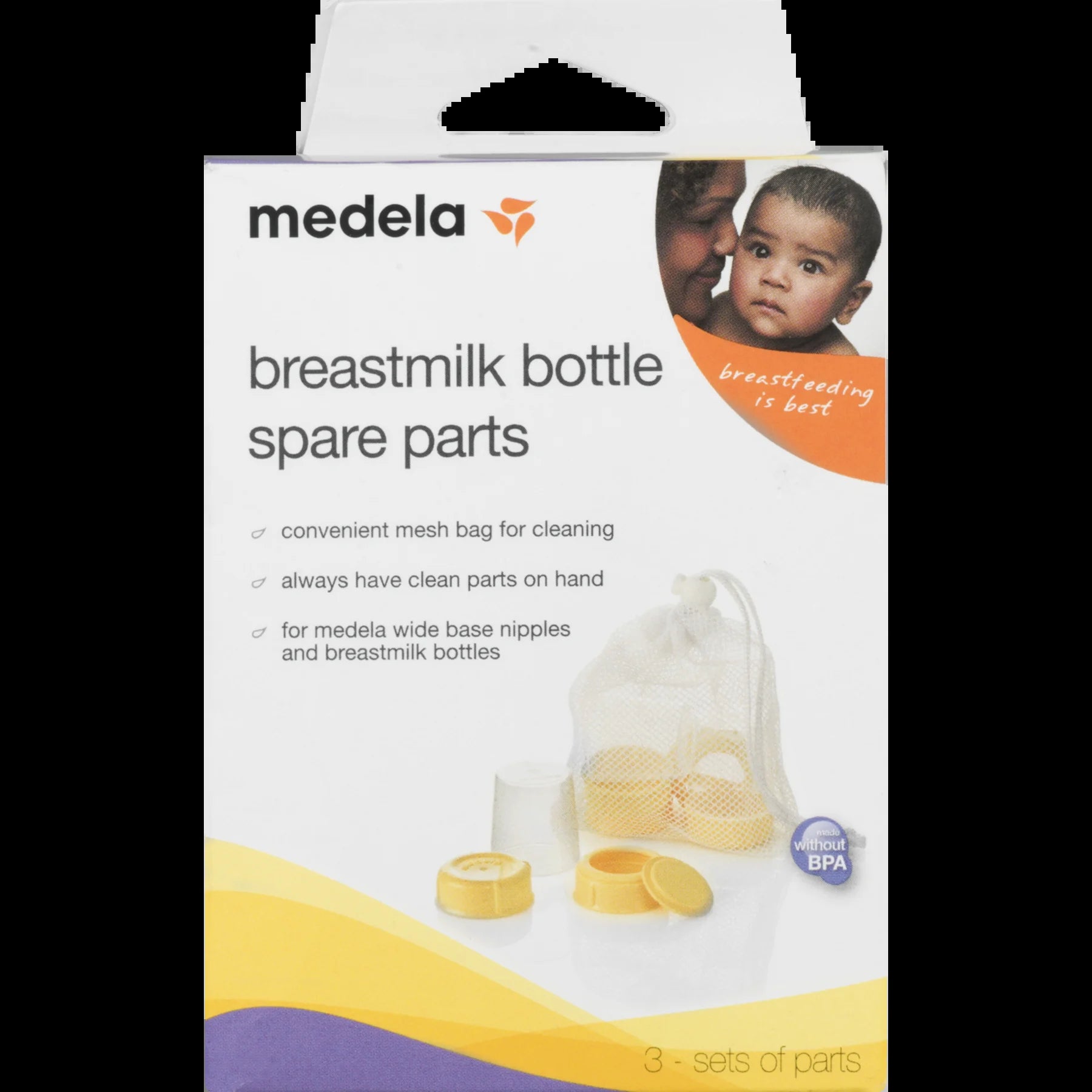 Breast Milk Bottle Spare Parts Kit, Clear and Yellow, 87165, 13 Piece Set