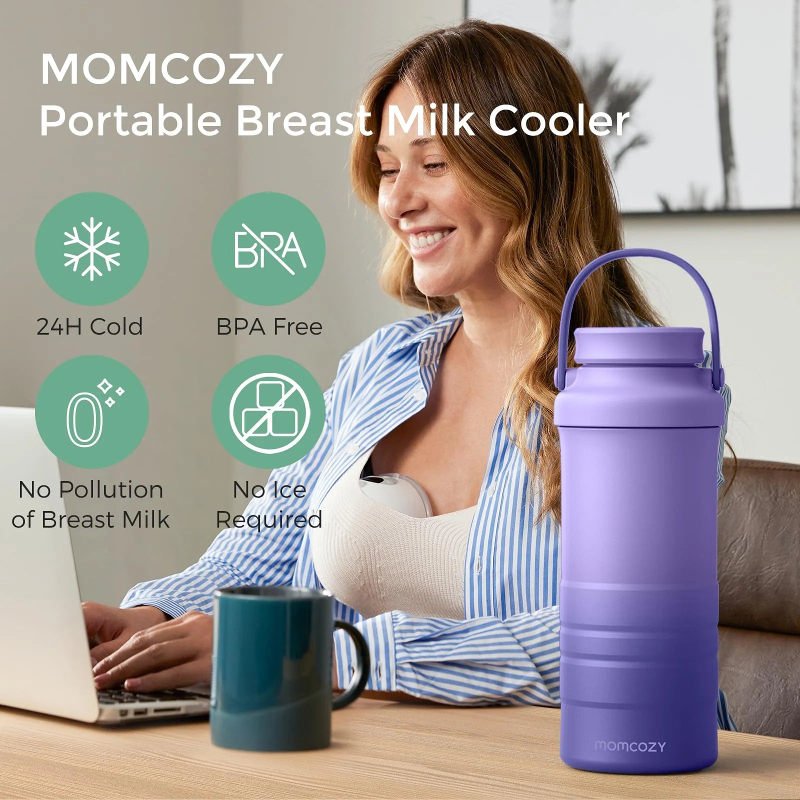 Breast Milk Cooler Offers 24H+ Extended Cooling with 360° Surround Cooling Tube Technology, Keeping Breast Milk Fresh and Nutrient-Rich during Outdoor