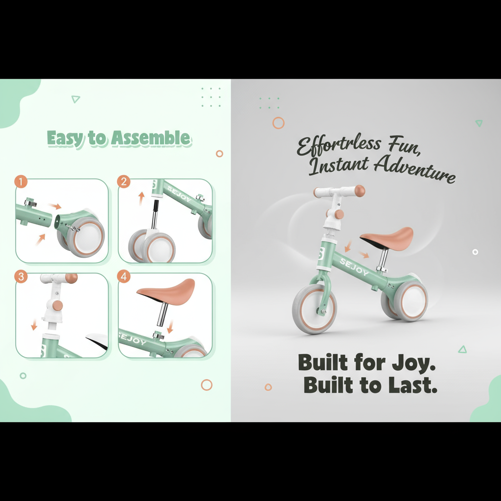 Sejoy Baby Balance Bike – 4-Wheel Toddler Bicycle for 10–36 Months