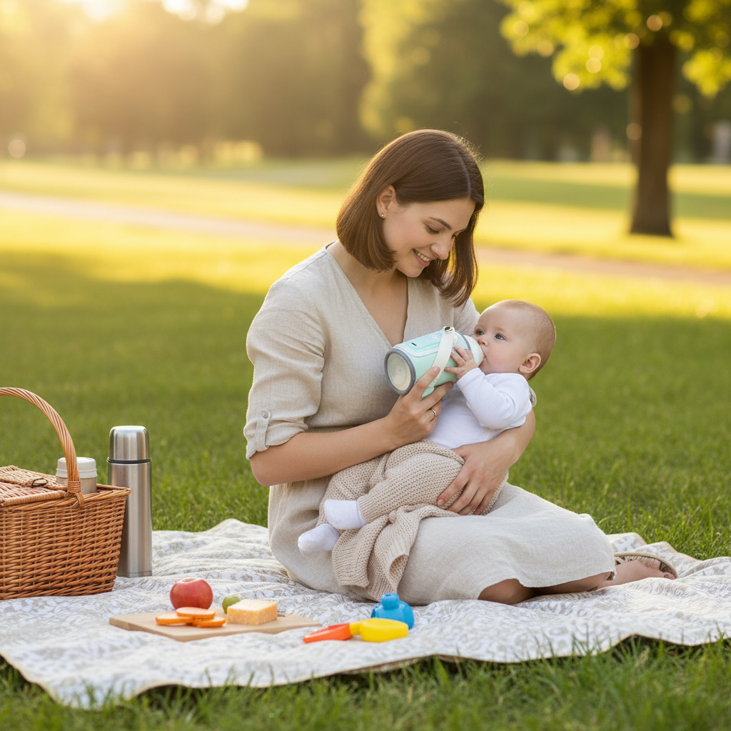 Mamijoy Portable Baby Bottle Warmer – USB Travel Bottle Heat Keeper with LED Display