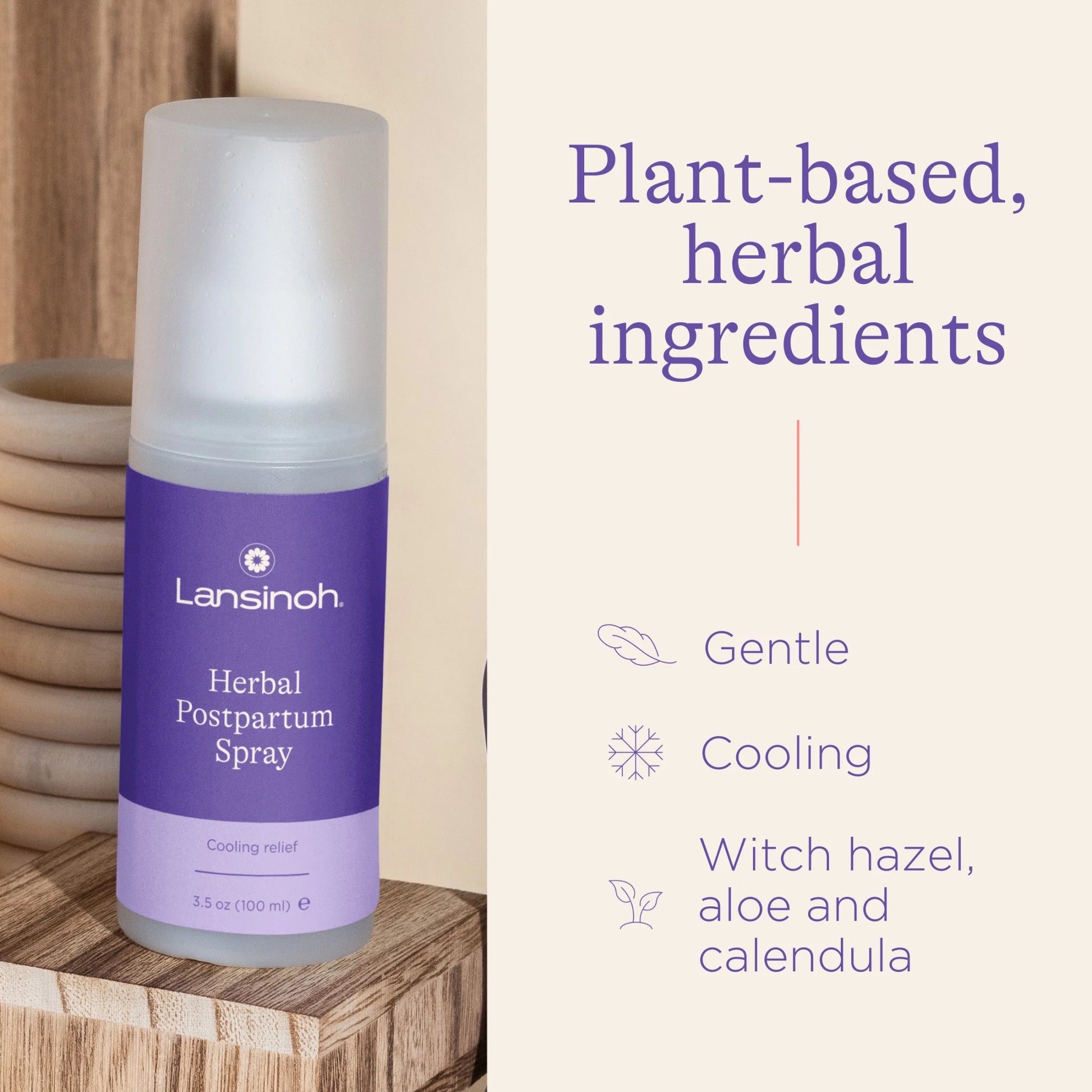 Lansinoh Herbal Postpartum Spray with plant-based ingredients for postpartum recovery essentials kit