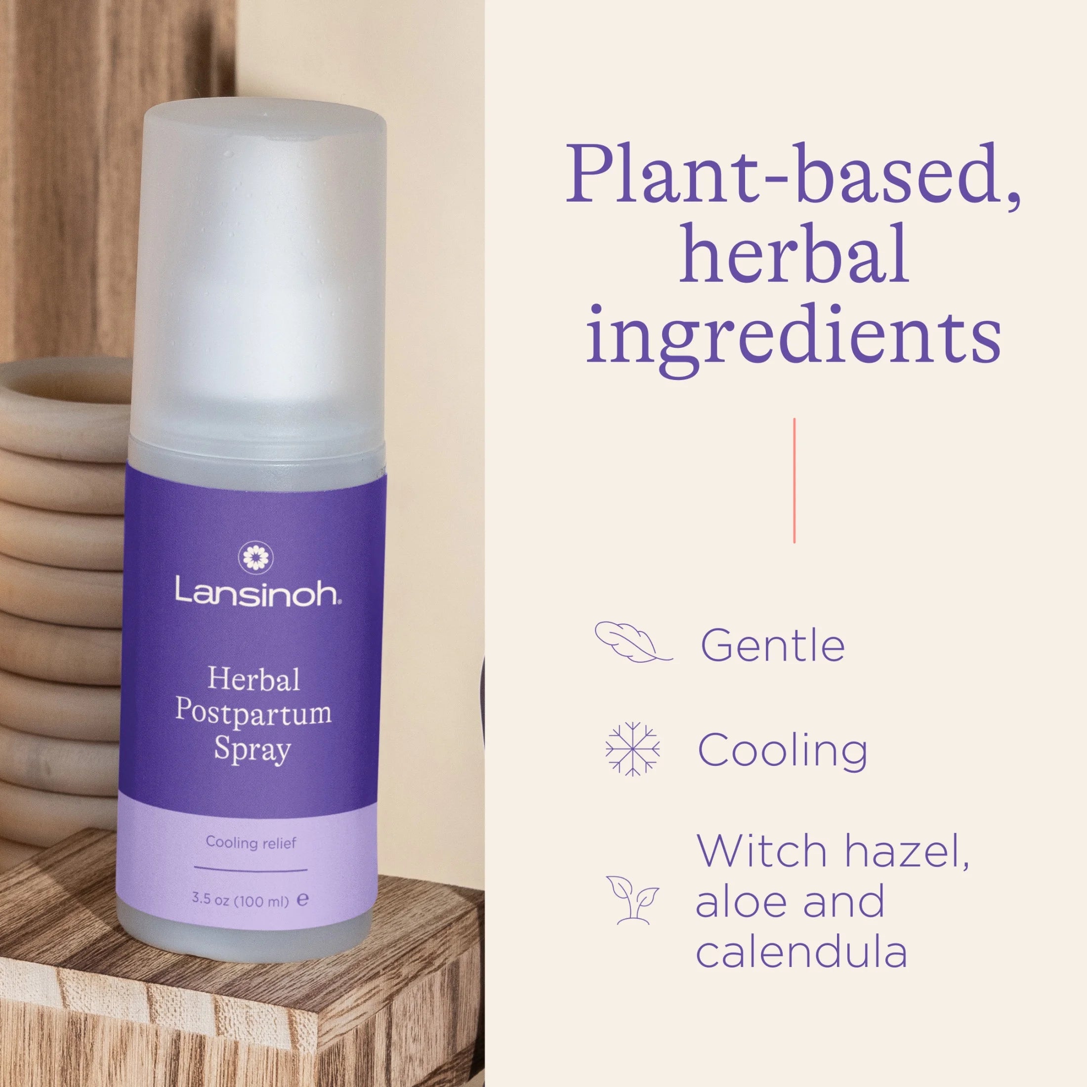 Lansinoh Herbal Postpartum Spray with plant-based ingredients for postpartum recovery essentials kit