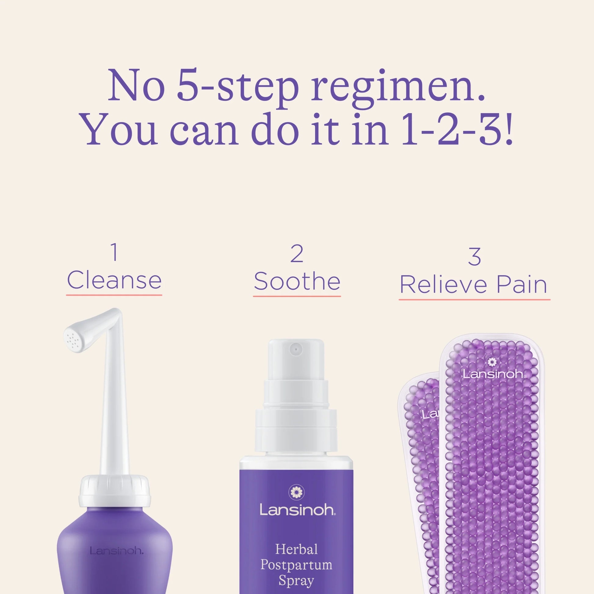 Parwani postpartum recovery essentials kit with cleanse device, soothing herbal spray, and pain relief gel packs